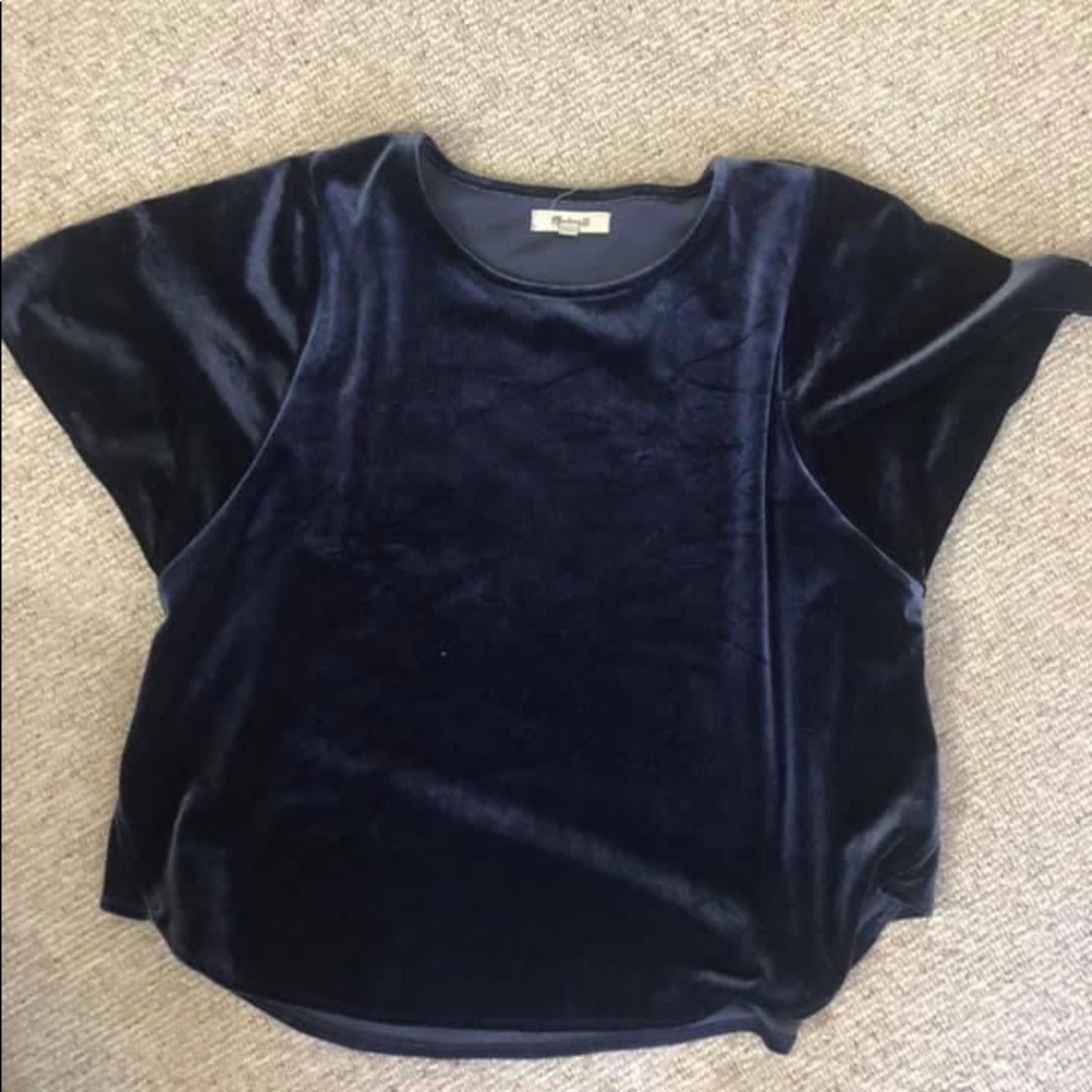 Madewell Velvet Butterfly Top in Navy Blue - Small